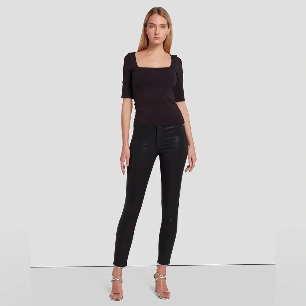 Metallic High Rise  Skinny Ankle 7 For All Mankind Jeans
